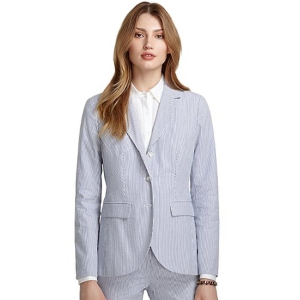 NWOT Brooks Brothers Striped Stretch Cotton Seersucker Blazer